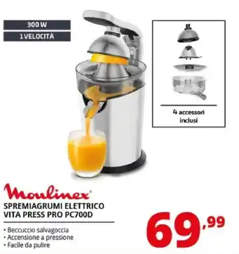 Moulinex Spremiagrumi Elettrico Vita Press Pro PC700D