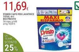 Doro Supermercati POWER CAPS PER LAVATRICE TOTAL 4+1 BIO PRESTO offerta