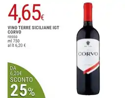 Doro Supermercati Vino Terre Siciliane IGT Corvo offerta