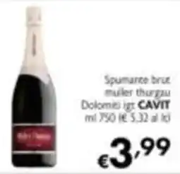 Maxi Supermercati Spumante brut mulier thurgau Dolomiti igt CAVIT offerta