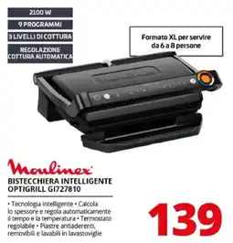 Comet Moulinex BISTECCHIERA INTELLIGENTE OPTIGRILL GI727810 offerta