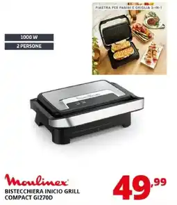 Comet Moulinex BISTECCHIERA INICIO GRILL COMPACT GI270D offerta