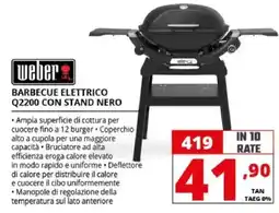 Comet Weber barbecue elettrico Q2200 con stand nero offerta
