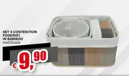 Il Gigante SET 4 CONTENITORI FODERATI IN BAMBOO mod.Scozia offerta