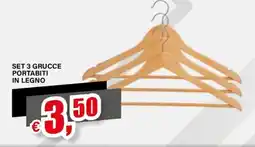 Il Gigante SET 3 GRUCCE PORTABITI IN LEGNO offerta