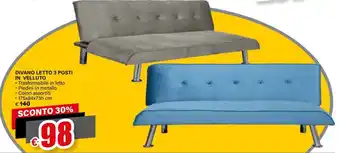 DIVANO LETTO 3 POSTI IN VELLUTO
