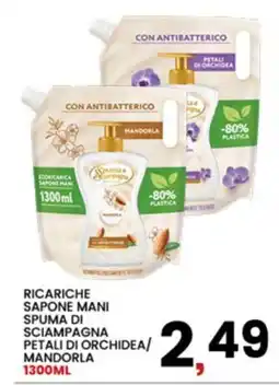 Interspar Ricariche sapone mani spuma di sciampagna petali di orchidea/ mandorla offerta