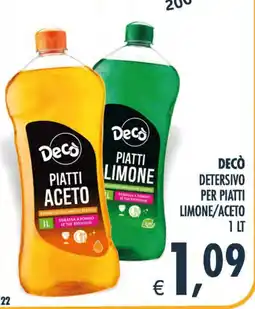 Deco Maxistore Decò Detersivo per Piatti Limone/Aceto offerta