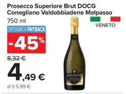 Carrefour Prosecco Superiore Brut DOCG Conegliano Valdobbiadene Malpasso offerta