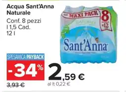 Carrefour Acqua Sant'Anna Naturale offerta
