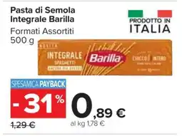 Carrefour PASTA DI SEMOLA INTEGRALE BARILLA offerta