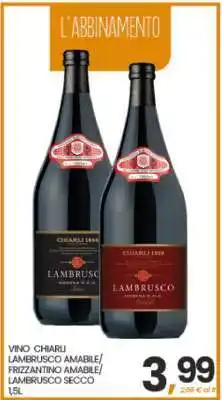 Eurospar VINO CHIARLI LAMBRUSCO AMABILE/FRIZZANTINO AMABILE/LAMBRUSCO SECCO offerta