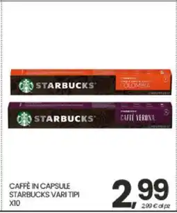 Eurospar CAFFÈ IN CAPSULE STARBUCKS VARI TIPI X10 offerta