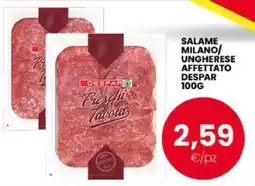 Eurospar SALAME MILANO/UNGHERESE AFFETTATO DESPAR 100G offerta
