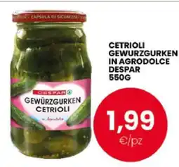 Eurospar CETRIOLI GEWURZGURKEN IN AGRODOLCE DESPAR 550G offerta