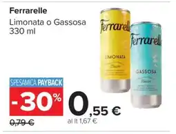 Carrefour Ferrarelle Limonata o Gassosa 330 ml offerta