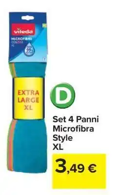 Carrefour Set 4 Panni Microfibra Style XL offerta