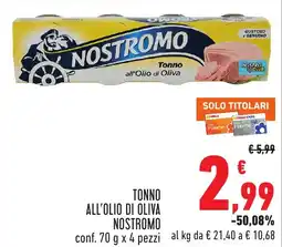 Conad Tonno all'olio di oliva Nostromo offerta