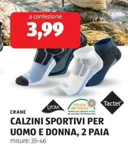 ALDI CRANE CALZINI SPORTIVI PER UOMO E DONNA, 2 PAIA offerta