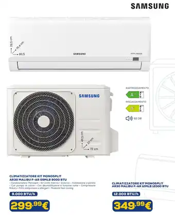 Samsung climatizzatore kit monosplit AR30 MALIBU F-AR 09MLB 9000 BTU