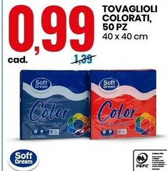 Eurospin Soft dream tovaglioli colorati offerta