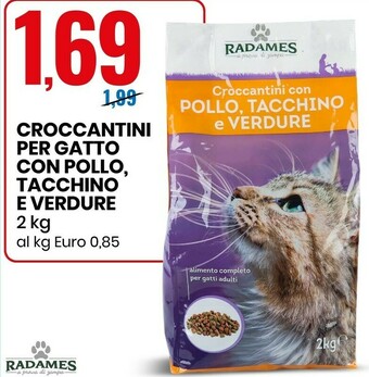 Eurospin Radames croccantini per gatto con pollo tacchino e verdure offerta
