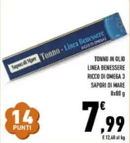 Conad Superstore Tonno in olio linea benessere ricco di omega 3 sapori di mare offerta