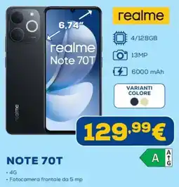 Euronics realme Note 70T offerta