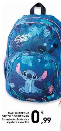 Conad Maxi quaderno stitch o spiderman offerta