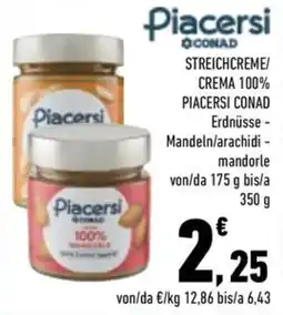 Conad City Streichcreme/Crema 100% Piacersi Conad Erdnüsse - Mandeln/arachidi - mandorle offerta