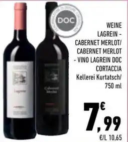 Conad City WEINE LAGREIN - CABERNET MERLOT/ CABERNET MERLOT - VINO LAGREIN DOC CORTACCIA Kellerei Kurtatsch offerta