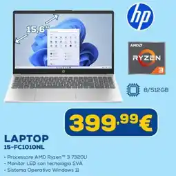 Euronics HP LAPTOP 15-FC1010NL offerta
