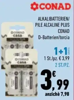Conad City ALKALIBATTERIEN/PILE ALCALINE PLUS CONAD D-Batterien/torcia offerta