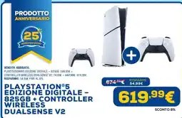 Euronics PLAYSTATION®5 EDIZIONE DIGITALE + CONTROLLER WIRELESS DUALSENSE V2 offerta
