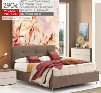 Letto matrimoniale big town con contenitore e piedini