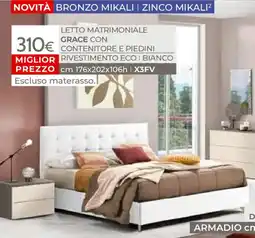 Mondo Convenienza Letto matrimoniale grace con contenitore e piedini offerta