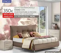 Mondo Convenienza Letto matrimoniale cigno con contenitore e piedini offerta