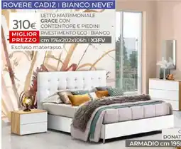 Mondo Convenienza Letto matrimoniale grace con contenitore e piedini offerta