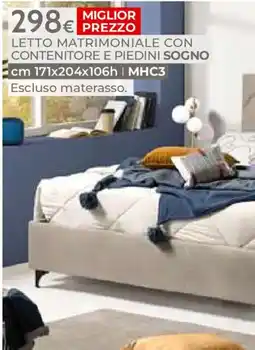Mondo Convenienza LETTO MATRIMONIALE CON CONTENITORE E PIEDINI SOGNO offerta