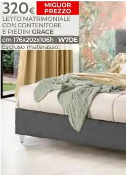 Mondo Convenienza LETTO MATRIMONIALE CON CONTENITORE E PIEDINI GRACE offerta