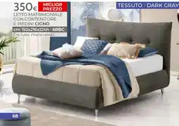 Mondo Convenienza LETTO MATRIMONIALE CON CONTENITORE E PIEDINI CIGNO offerta