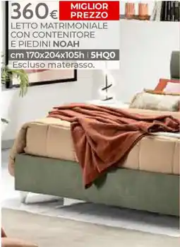 Mondo Convenienza LETTO MATRIMONIALE CON CONTENITORE E PIEDINI NOAH offerta