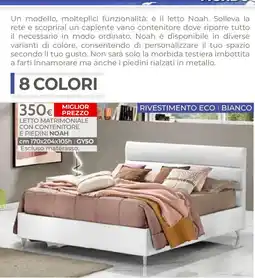 Mondo Convenienza LETTO MATRIMONIALE CON CONTENITORE E PIEDINI NOAH offerta