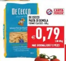 Supermercati Agorà DE CECCO PASTA DI SEMOLA offerta