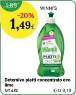 Re Mercato Lucrezia Winni's Detersivo piatti concentrato eco lime offerta