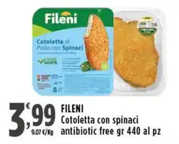 Rossotono Carrefour Fileni Cotoletta con spinaci offerta