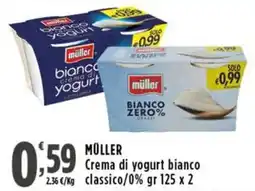 Rossotono Carrefour MÜLLER Crema di yogurt bianco offerta