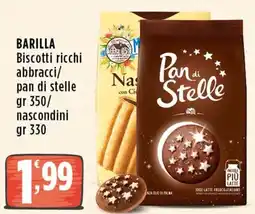 Rossotono Carrefour Barilla biscotti ricchi abbracci/ pan di stelle/ nascondini offerta