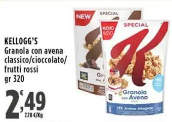 Rossotono Carrefour KELLOGG'S Granola con avena classico/cioccolato/ frutti rossi offerta