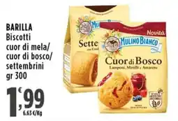 Rossotono Carrefour Barilla biscotti cuor di mela/ cuor di bosco/ settembrini offerta